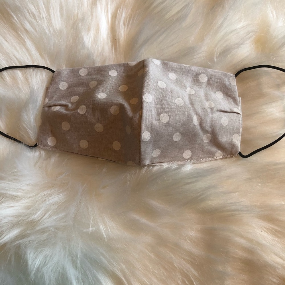 Taupe Polkadot Cotton RE-USEABLE Mask - Picture 2 of 6